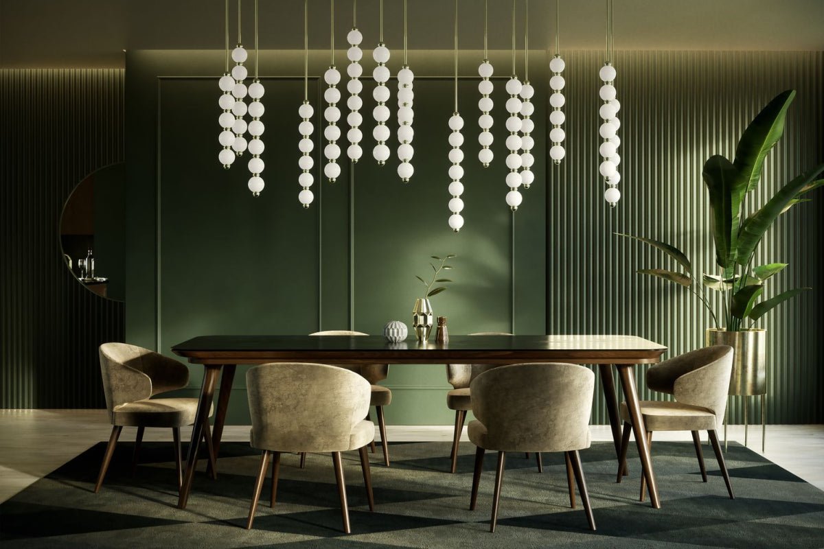 Pearl Drop Modern Glass Chandelier for Dining Room and Living Room