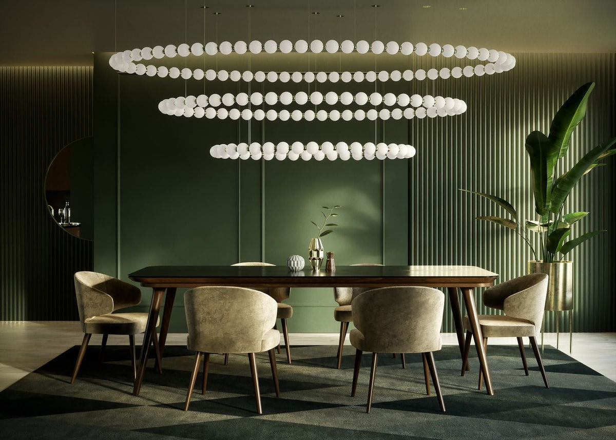 Pearl Drop Modern Glass Chandelier for Dining Room and Living Room