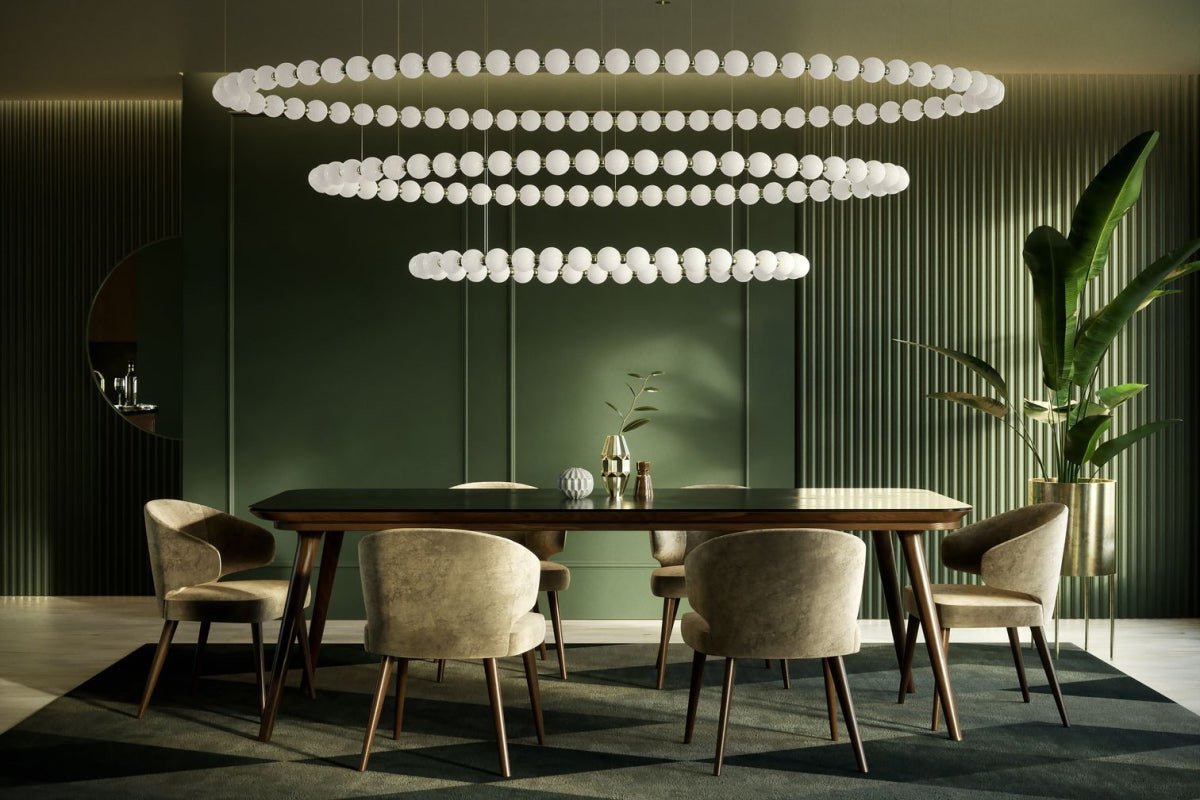 Pearl Drop Modern Glass Chandelier for Dining Room and Living Room