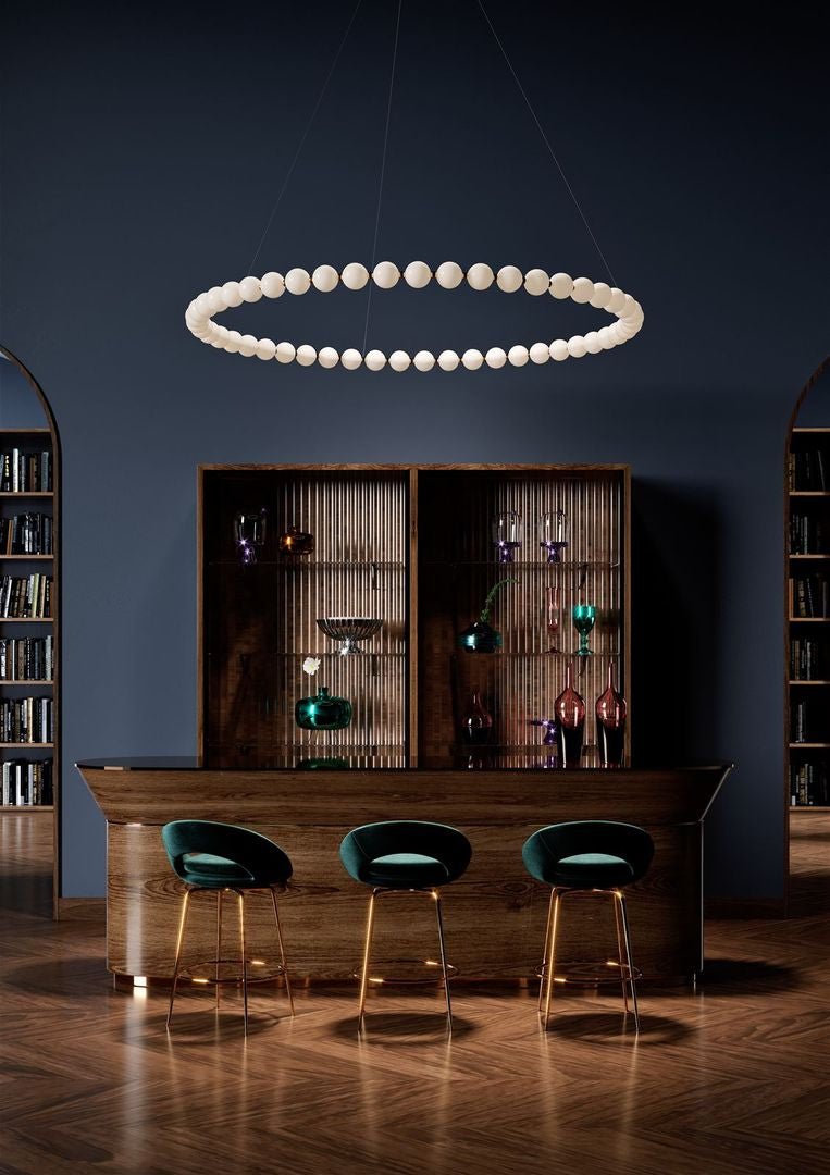 Pearl Drop Modern Glass Chandelier for Dining Room and Living Room