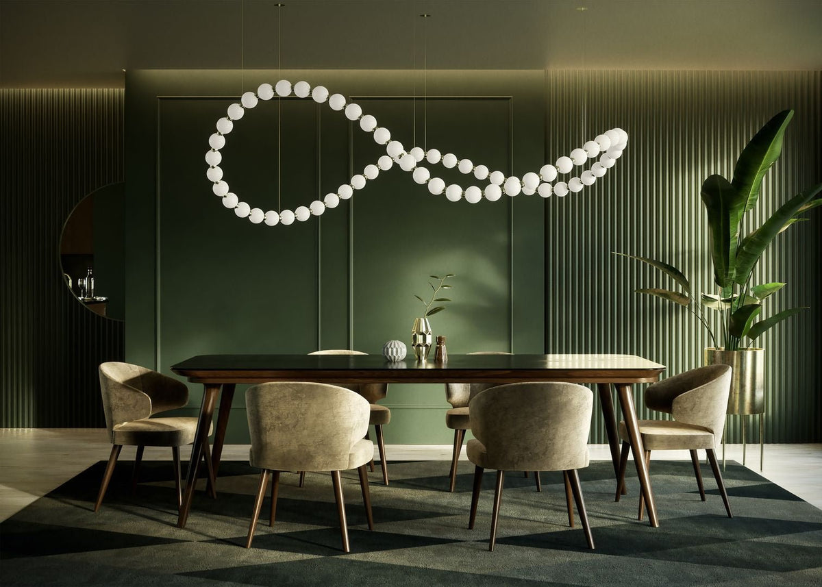 Pearl Drop Modern Glass Chandelier for Dining Room and Living Room