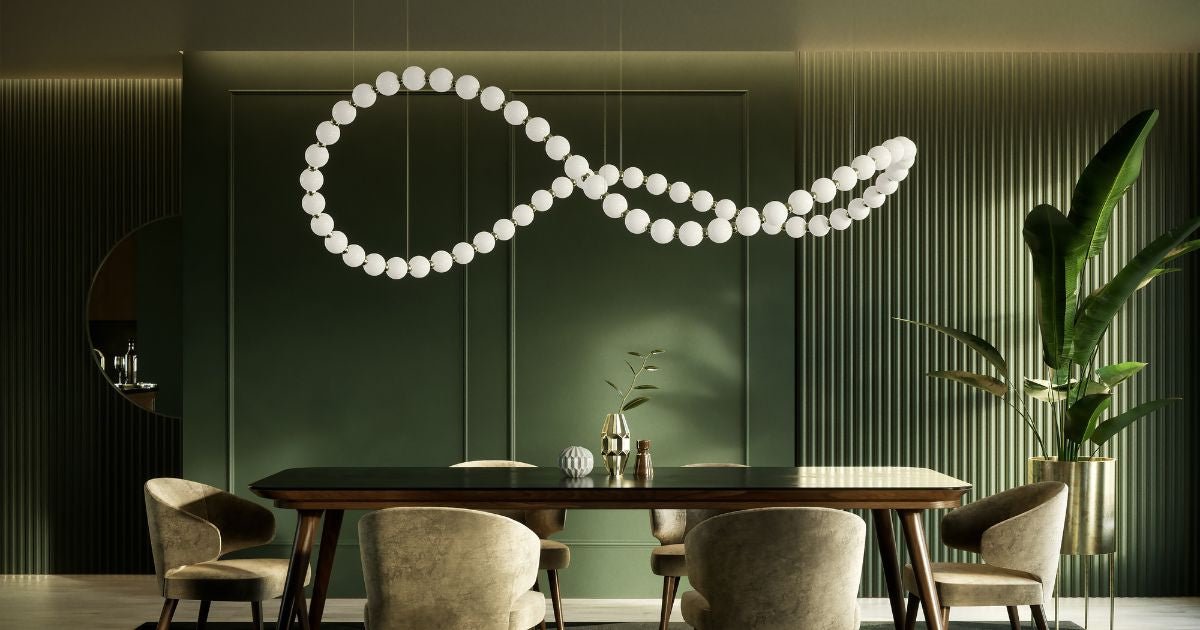 Pearl Drop Modern Glass Chandelier for Dining Room and Living Room