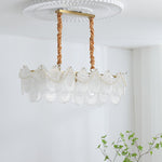 Pearl Glass Shell Chandelier – Modern Copper & Glass Pendant Light for Dining Room and Living Room