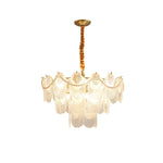 Pearl Glass Shell Chandelier – Modern Copper & Glass Pendant Light for Dining Room and Living Room