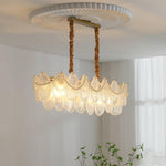Pearl Glass Shell Chandelier – Modern Copper & Glass Pendant Light for Dining Room and Living Room