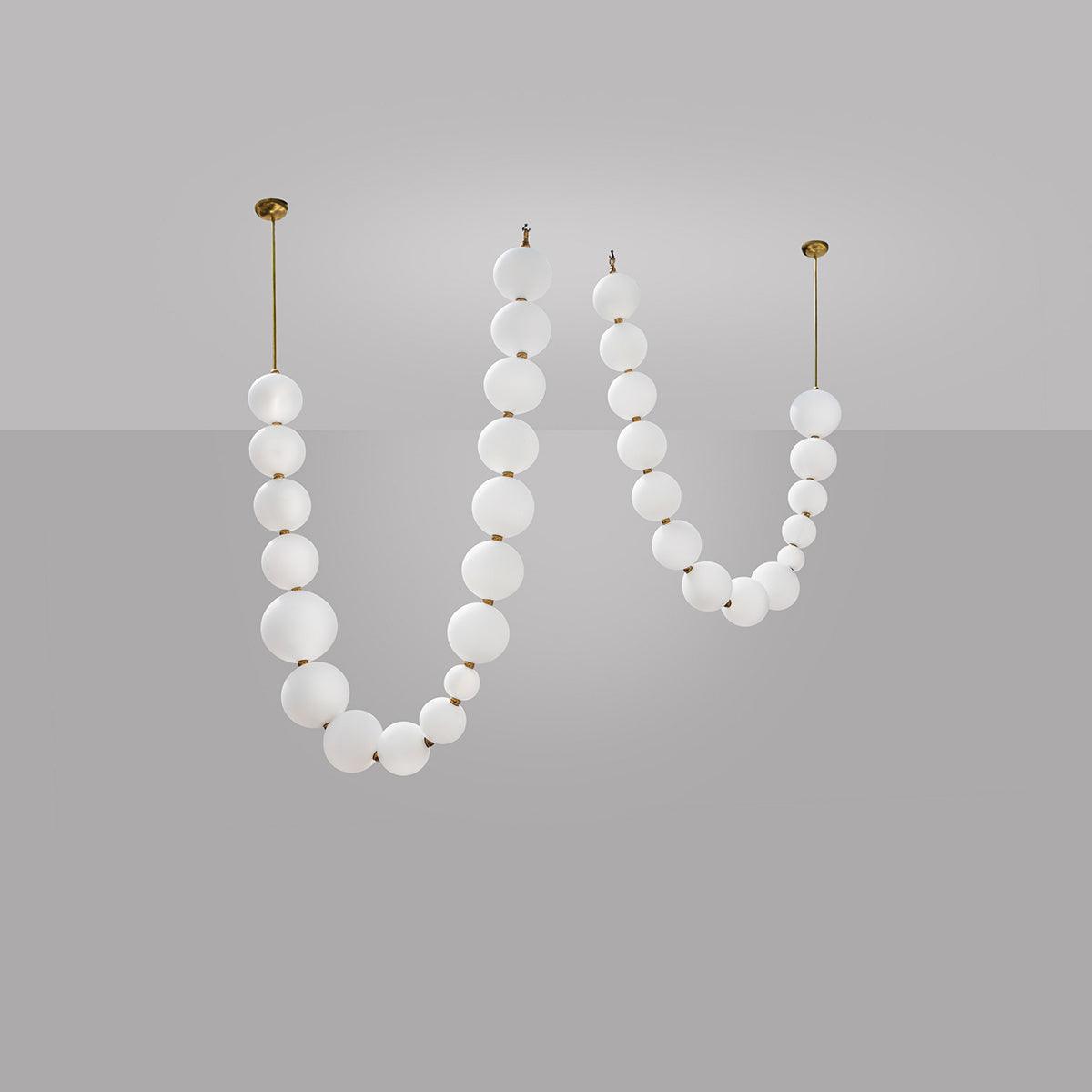 Pearl Necklace Acrylic Ball Chandelier, Modern Gold LED Pendant Light