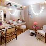 Pearl Necklace Acrylic Ball Chandelier, Modern Gold LED Pendant Light