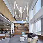 Pearl Necklace Acrylic Ball Chandelier, Modern Gold LED Pendant Light