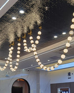 Pearl Necklace Acrylic Ball Chandelier, Modern Gold LED Pendant Light