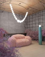 Pearl Necklace Acrylic Ball Chandelier, Modern Gold LED Pendant Light