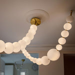 Pearl Necklace Acrylic Ball Chandelier, Modern Gold LED Pendant Light