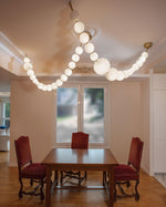 Pearl Necklace Acrylic Ball Chandelier, Modern Gold LED Pendant Light