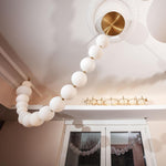 Pearl Necklace Acrylic Ball Chandelier, Modern Gold LED Pendant Light