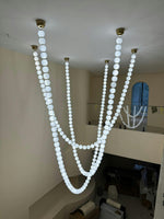 Pearl Necklace Acrylic Ball Chandelier, Modern Gold LED Pendant Light