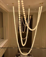 Pearl Necklace Acrylic Ball Chandelier, Modern Gold LED Pendant Light