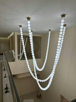 Pearl Necklace Acrylic Ball Chandelier, Modern Gold LED Pendant Light
