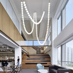 Pearl Necklace Acrylic Ball Chandelier, Modern Gold LED Pendant Light