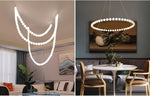 Pearl Necklace Acrylic Ball Chandelier, Modern Gold LED Pendant Light