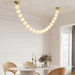 Pearl Necklace Acrylic Ball Chandelier, Modern Gold LED Pendant Light