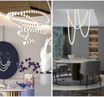Pearl Necklace Acrylic Ball Chandelier, Modern Gold LED Pendant Light