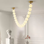 Pearl Necklace Acrylic Ball Chandelier, Modern Gold LED Pendant Light