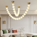 Pearl Glass Ball Chandelier – Modern Gold LED Pendant Light