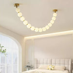 Pearl Necklace Acrylic Ball Chandelier, Modern Gold LED Pendant Light