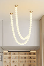 Pearl Glass Ball Chandelier – Modern Gold LED Pendant Light
