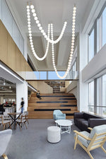Pearl Necklace Acrylic Ball Chandelier, Modern Gold LED Pendant Light