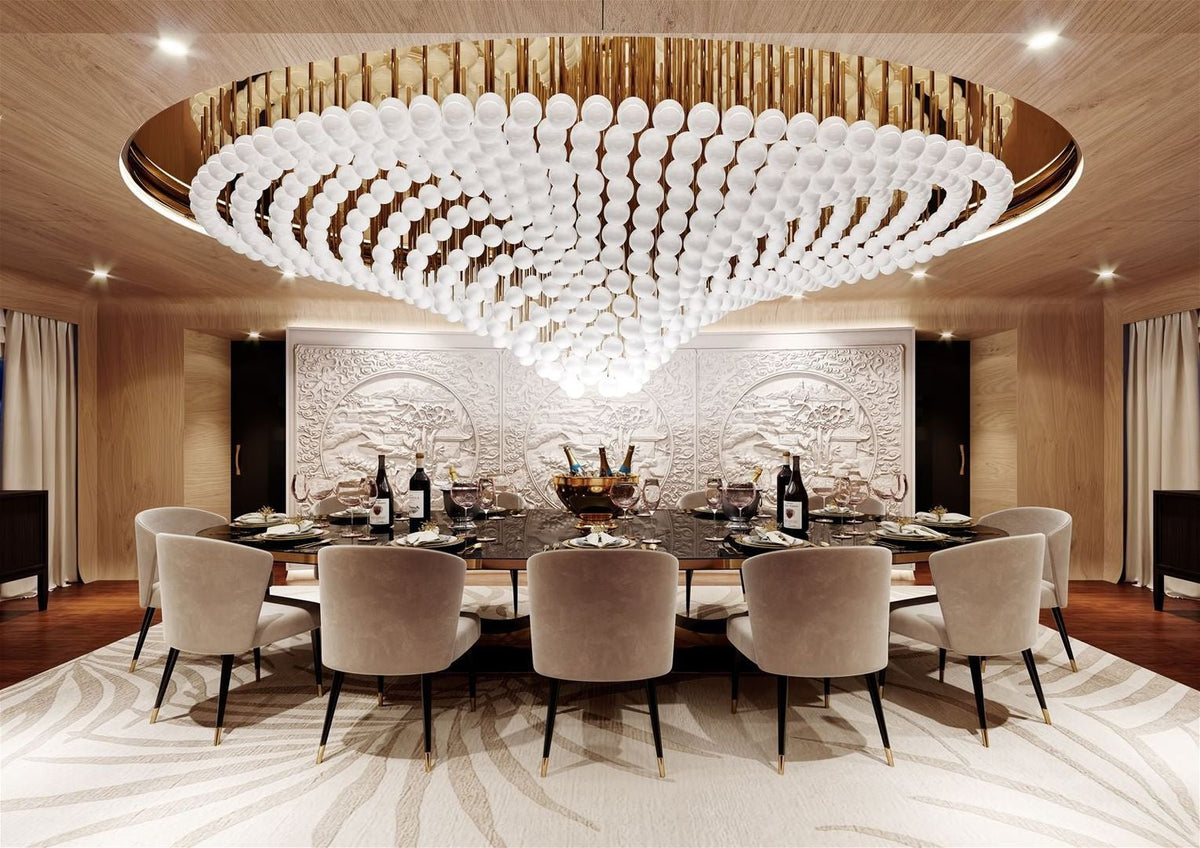 Pearl Wave Crystal Chandelier – Modern Designer LED Pendant Light