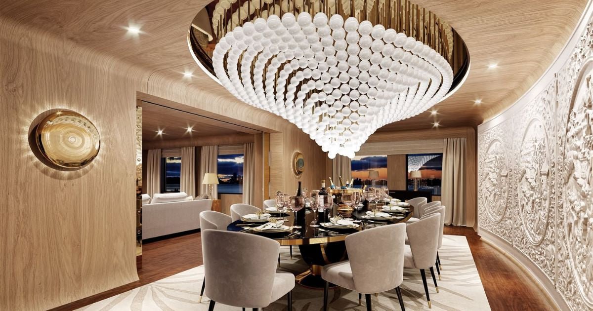 Pearl Wave Crystal Chandelier – Modern Designer LED Pendant Light