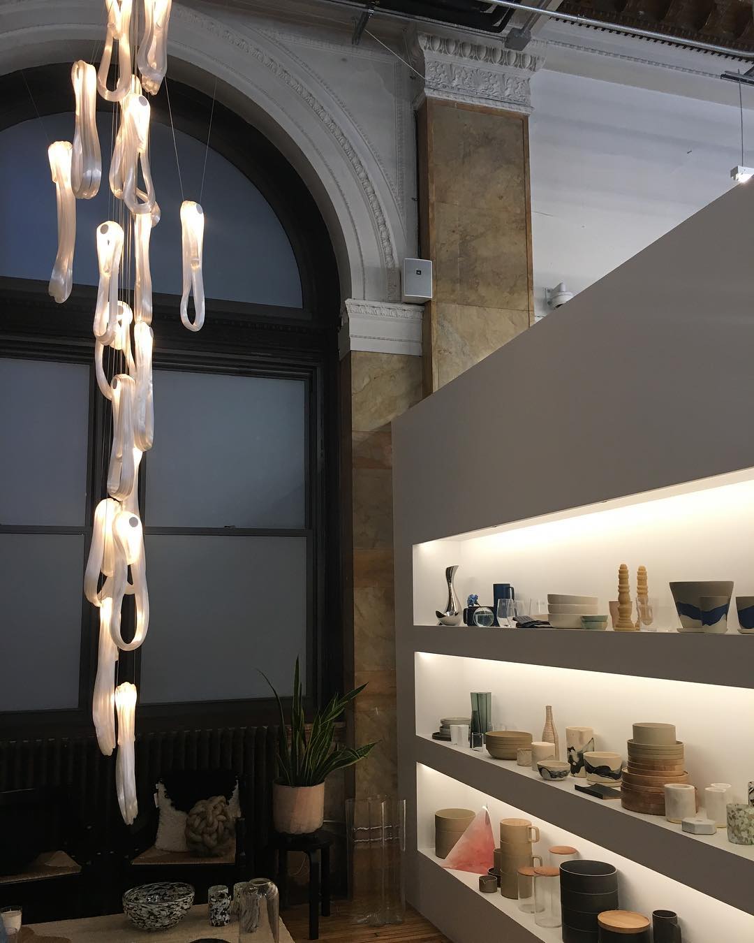 Pearlescent Glass Filament Chandelier – Modern Designer Pendant Light