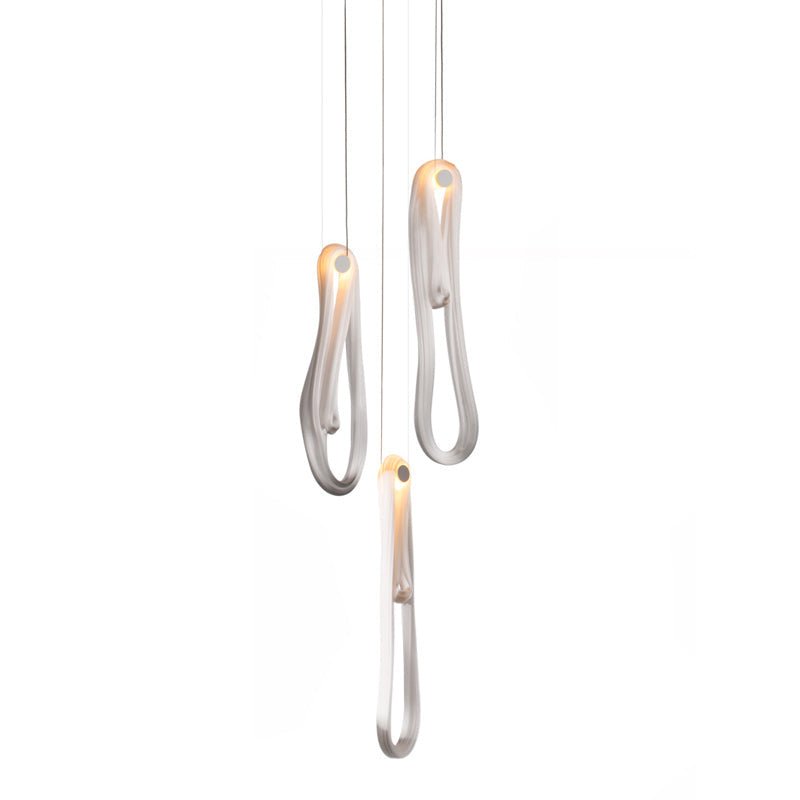 Pearlescent Glass Filament Chandelier – Modern Designer Pendant Light