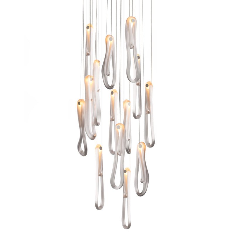 Pearlescent Glass Filament Chandelier – Modern Designer Pendant Light