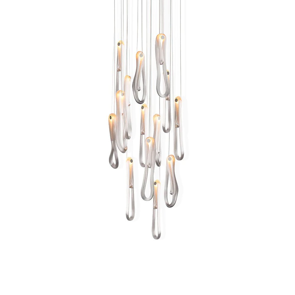 Pearlescent Glass Filament Chandelier – Modern Designer Pendant Light