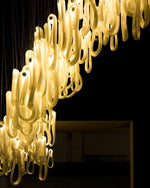 Pearlescent Glass Filament Chandelier – Modern Designer Pendant Light
