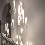 Pearlescent Glass Filament Chandelier – Modern Designer Pendant Light