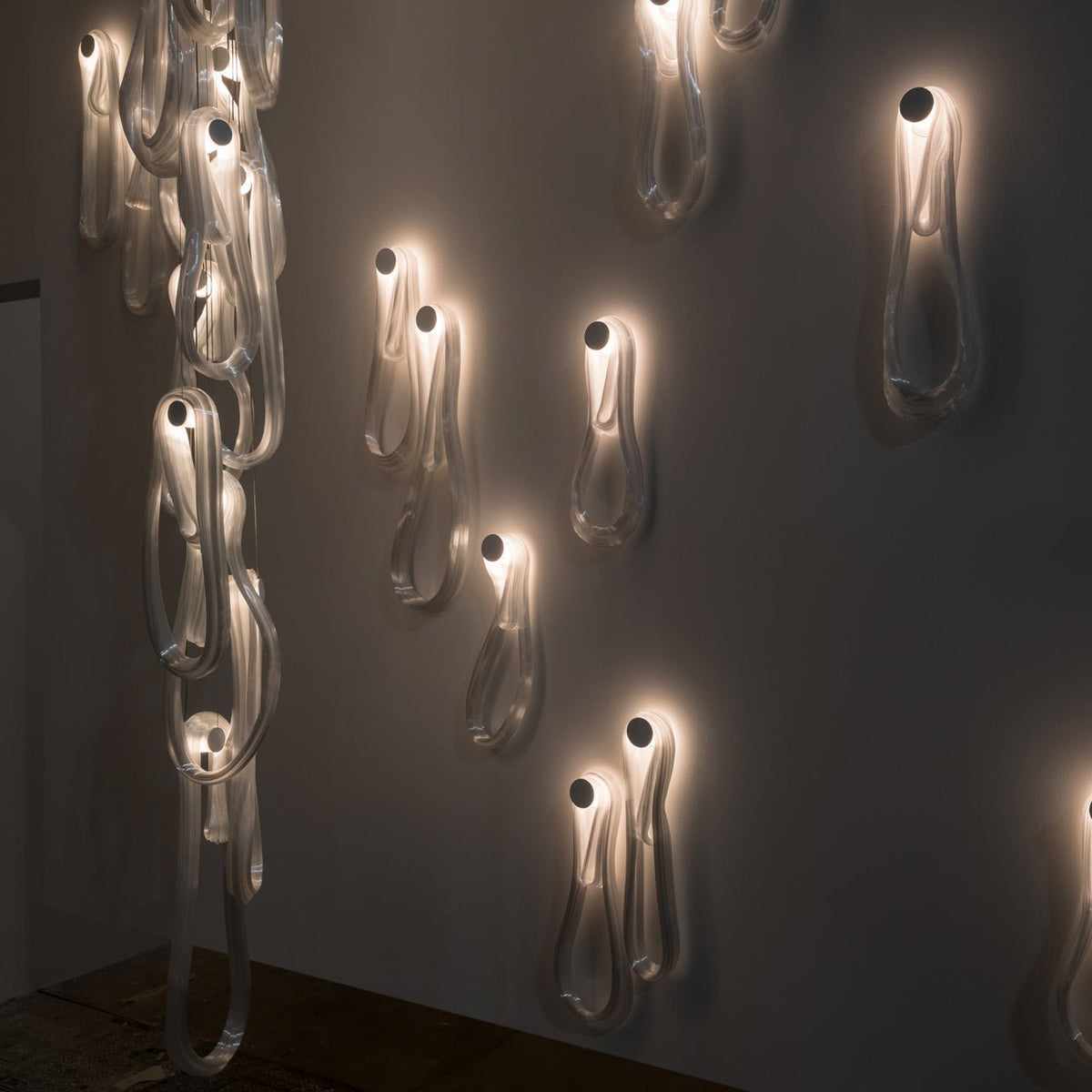 Pearlescent Glass Filament Chandelier – Modern Designer Pendant Light