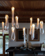Pearlescent Glass Filament Chandelier – Modern Designer Pendant Light