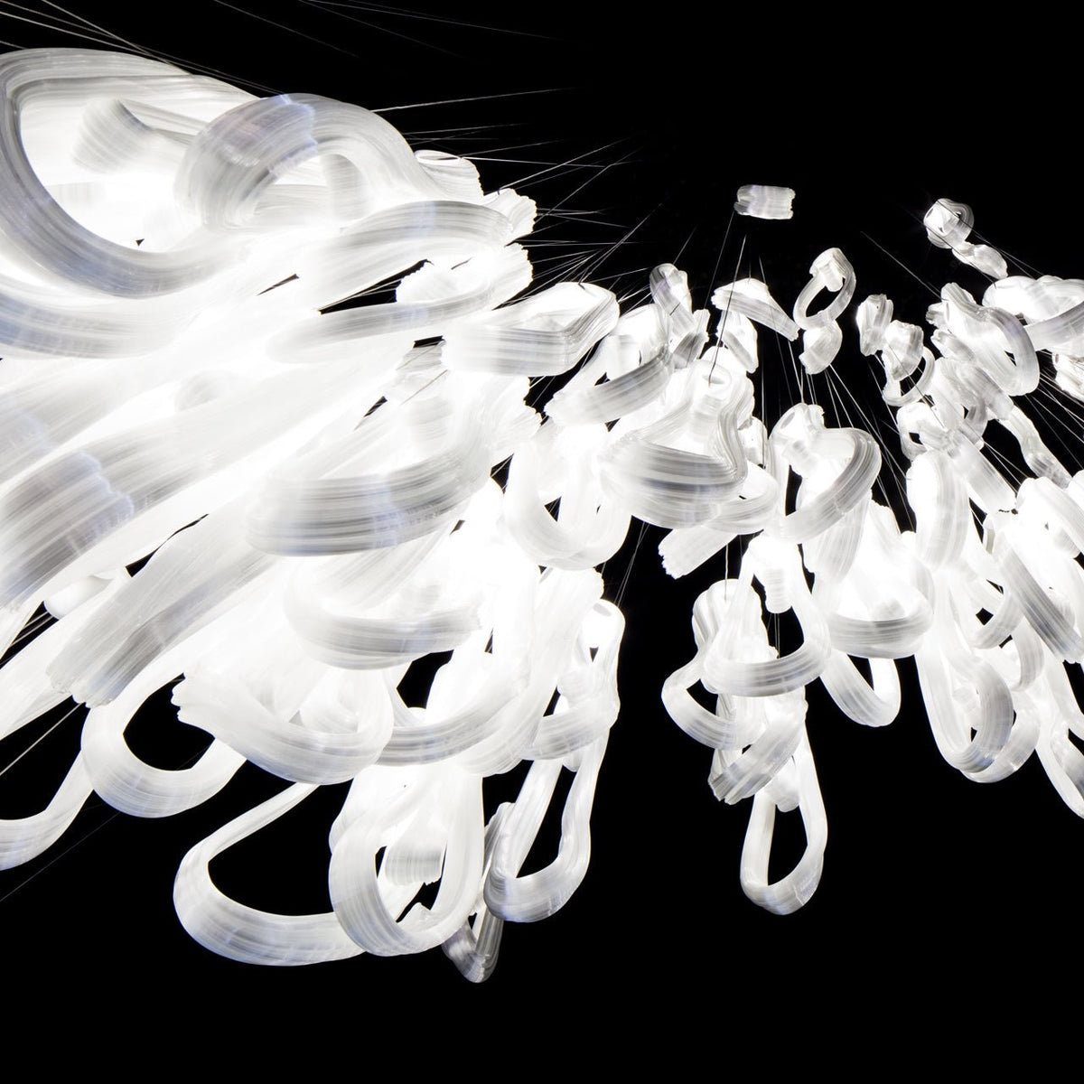 Pearlescent Glass Filament Chandelier – Modern Designer Pendant Light