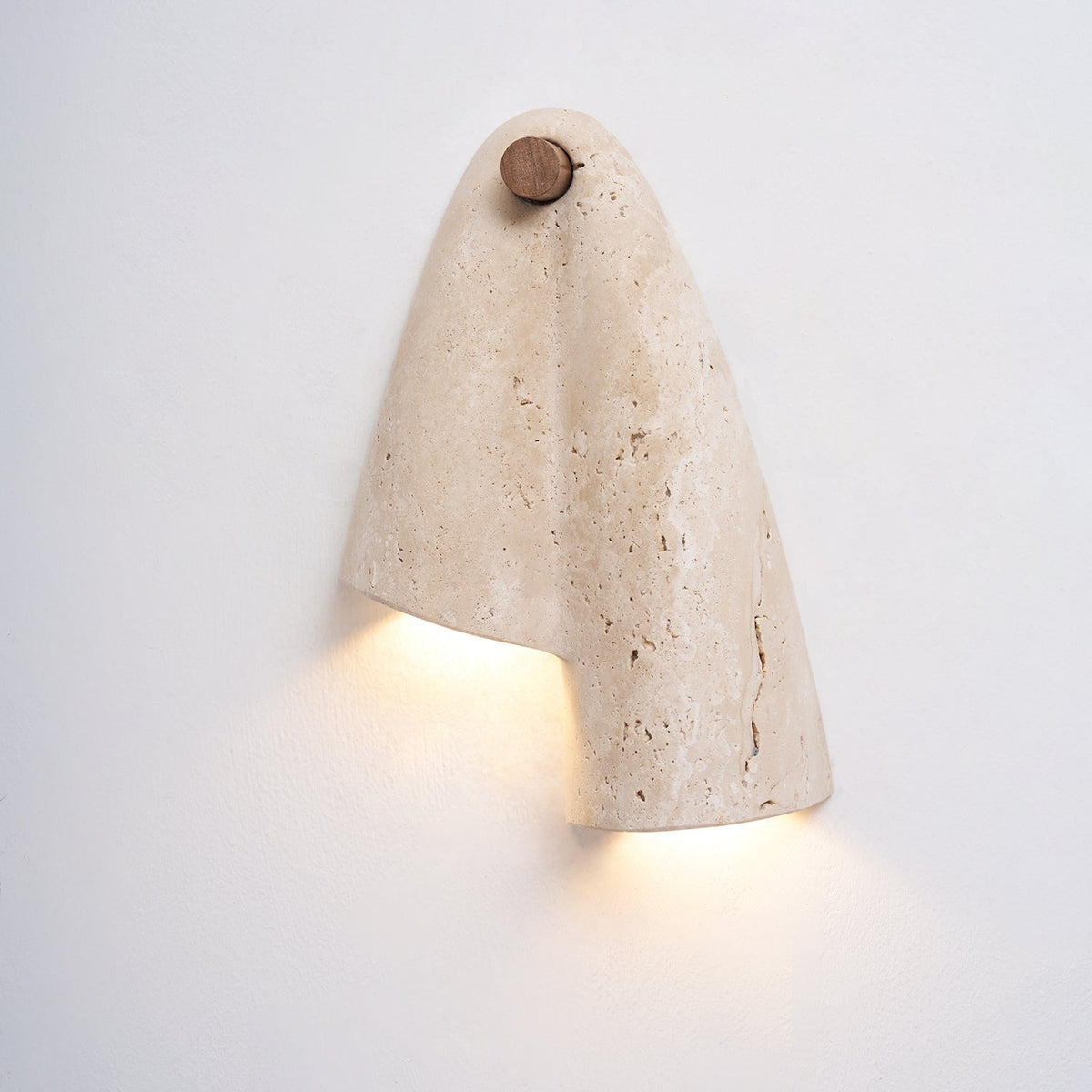Velo Draped Stone Wall Sconce in Natural Travertine