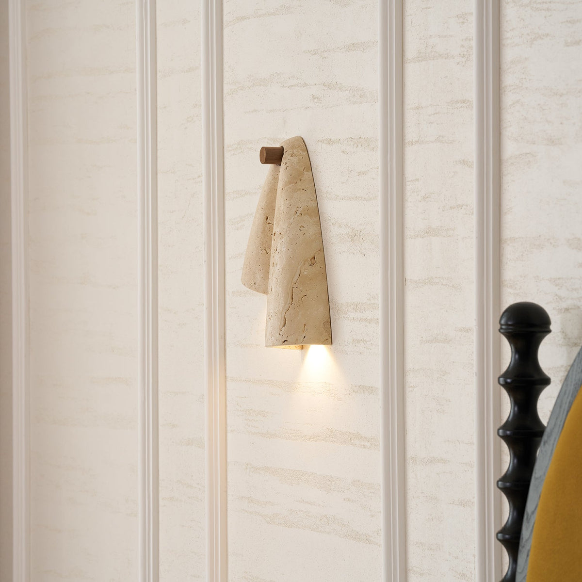 Velo Draped Stone Wall Sconce in Natural Travertine