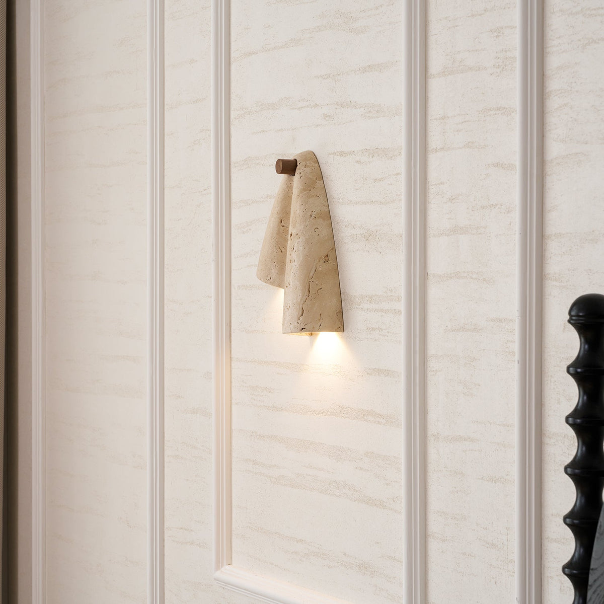 Velo Draped Stone Wall Sconce in Natural Travertine