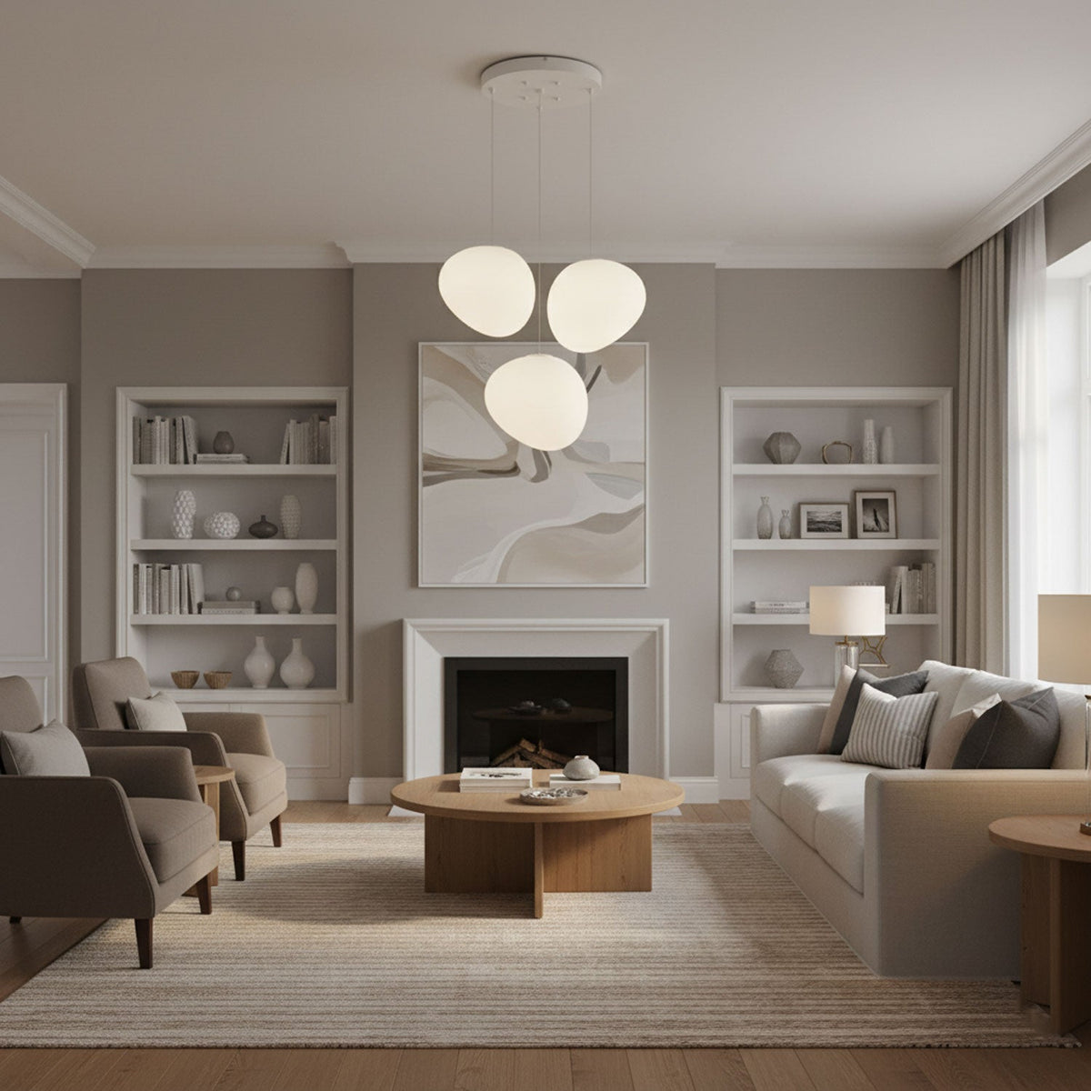 Pebble Glow LED Pendant Light – Sculptural Glass Chandelier for Dining & Living