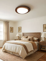 Pebble Walnut Wood LED Flush Mount Ceiling Light for Modern Interiors