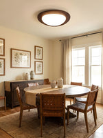 Pebble Walnut Wood LED Flush Mount Ceiling Light for Modern Interiors