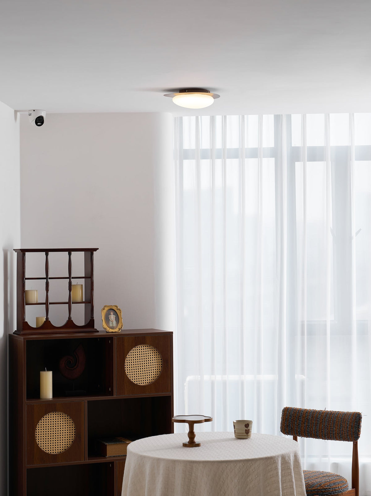 Pebble Flush Mount Ceiling Light with Walnut Grain Finish