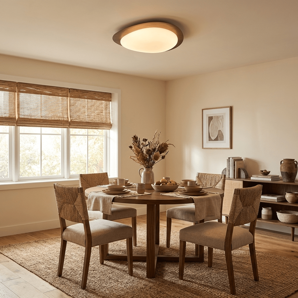 Pebble Flush Mount Ceiling Light with Walnut Grain Finish