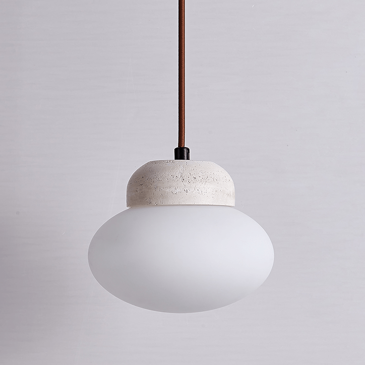 Pebble Sphere Travertine Pendant Light – Organic Modern Hanging Lamp