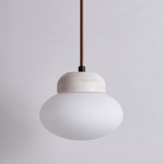 Pebble Sphere Travertine Pendant Light – Organic Modern Hanging Lamp